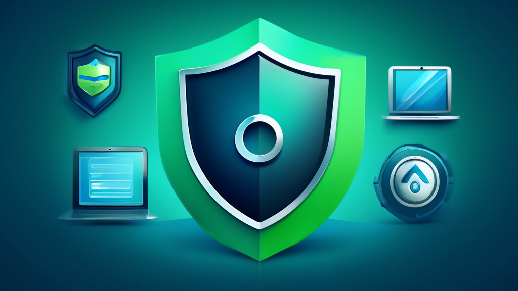 Create a digital illustration of a web browser with a shield icon, symbolizing security, and a lock symbolizing privacy. Include a Chrome browser window with the Avast Online Security & Privacy extension icon prominently displayed. The background should convey a modern, high-tech aesthetic with soothing blue and green tones, representing trust and security. The overall mood should be reassuring and user-friendly, emphasizing enhanced web safety and privacy.