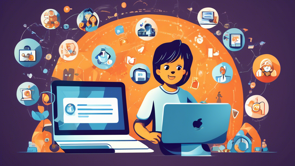 Create an informative and engaging illustration that visually represents the essence of the COPPA (Children's Online Privacy Protection Act) policy. The image should feature a balance between a digital world and the importance of children's online safety. Depict a child interacting with a computer or tablet, surrounded by protective icons like locks and shields, symbolizing privacy and security. Include elements like a concerned parent reviewing regulations and a developer working on ensuring compliance, all set against a background representing a connected, digital landscape. The image should be colorful, educational, and emphasize both the protective nature of the policy and its relevance to both parents and developers.